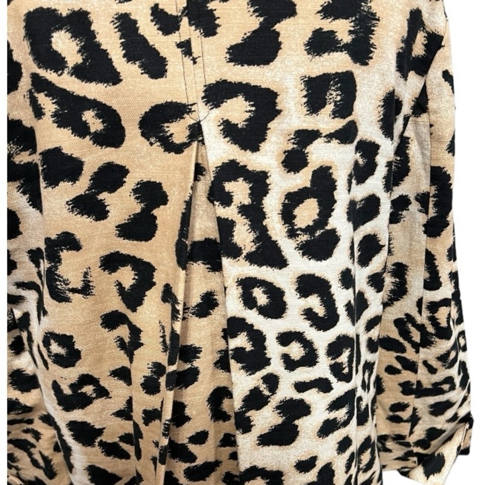 Chico’s 3/4 Sleeve Leopard Print Linen Blend Jacket Pockets Size  1 (8/10) - Picture 5 of 8